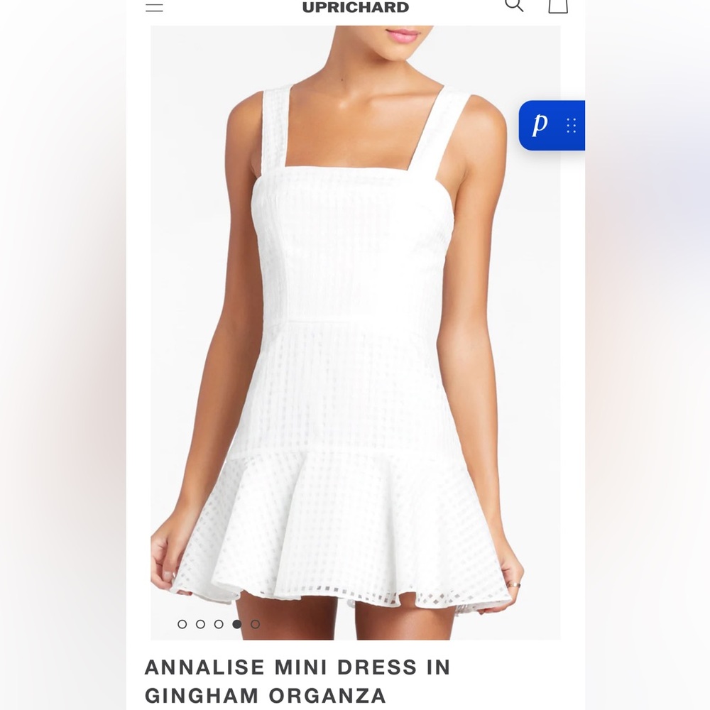Amanda Uprichard White Mini Gingham Organza Dress